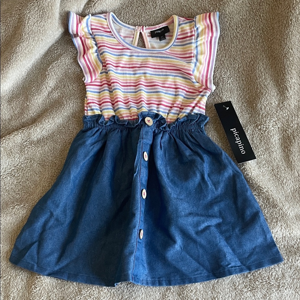 Colorful Striped Denim Dress for Kids